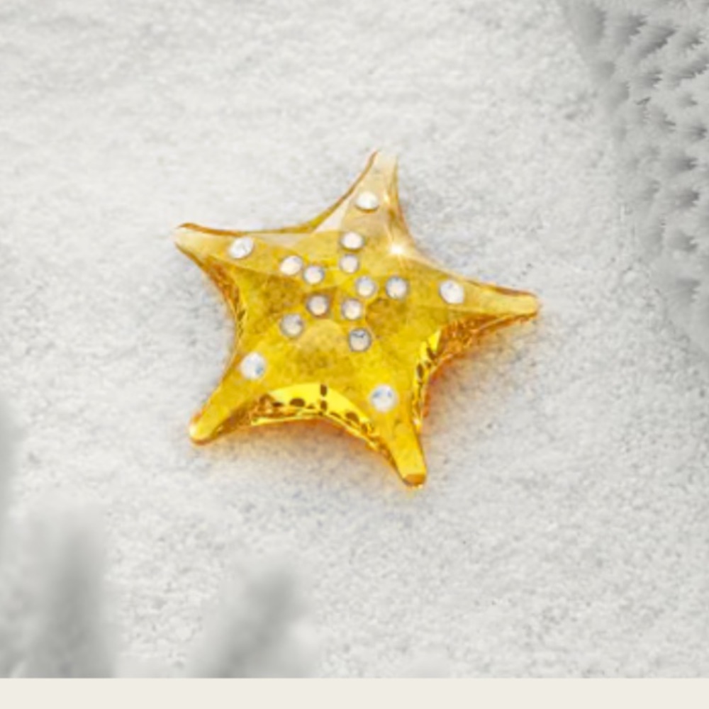💛Swarovski Gold Starfish Accent with Blue Crystals💛 - Picture 2 of 4